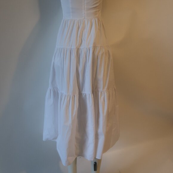 Womens Staud Elio White Off-The-Shoulder Midi Dress 4 - Picture 15 of 16